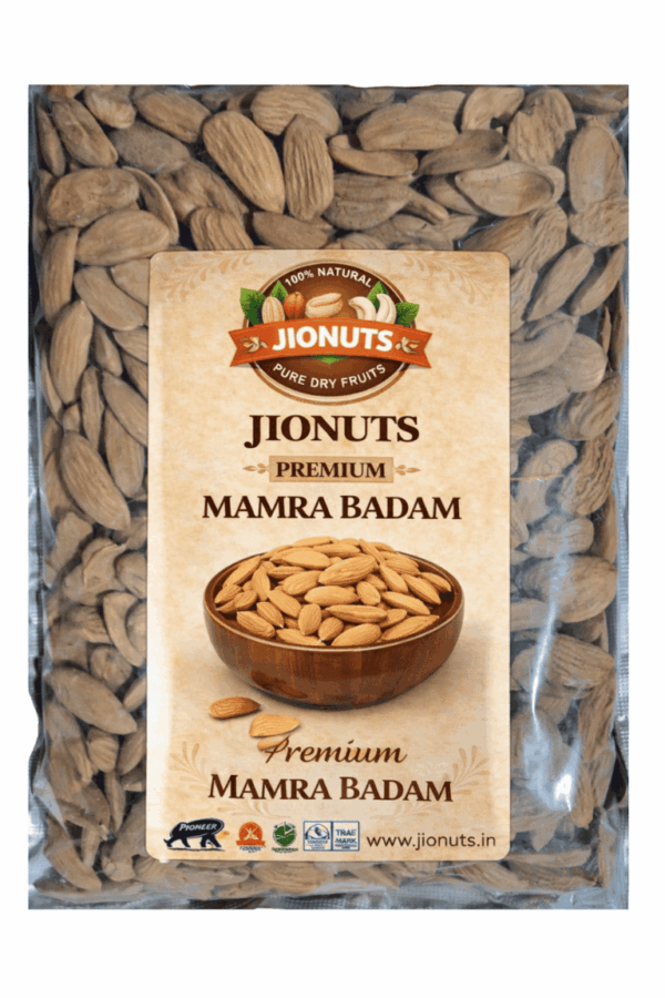 400gm Premium Mamra Badam Iranian Almonds (Natural & Crunchy, Transparent Pouch)